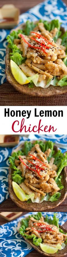 
                    
                        Honey Lemon Chicken – crispy chicken with the most AMAZING honey lemon sauce that is super delicious. Quick and easy recipe that anyone can make at home | rasamalaysia.com
                    
                