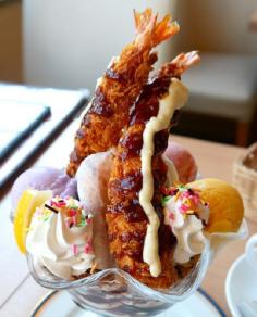 
                    
                        Karafuneya Coffee's Ice Cream Desserts are Garnished with Seafood Bites #desserts trendhunter.com
                    
                