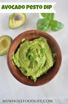 
                    
                        Avocado Pesto Dip.  A simple 5 minute recipe that is delicious.  Use it as a dip for veggies, as a sauce or spread it on a wrap.  You will love this versatile and healthy recipe. #vegan #glutenfree #avocadopesto #healthyrecipe
                    
                