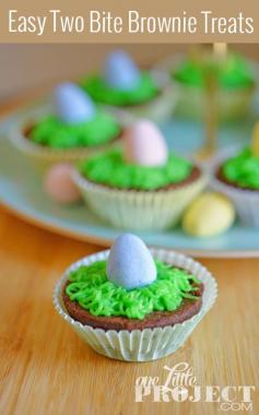 
                    
                        Easy Two Bite Brownie Treats - Put store bought brownies in a small cupcake liner.  They fit perfectly!
                    
                