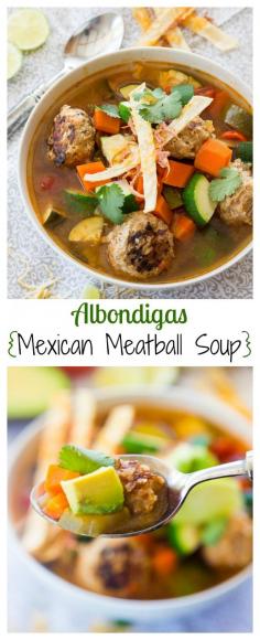
                    
                        This classic Mexican meatball soup is smokey, spicy and hearty, perfect for a cold winter evening. Topped with avocado and tortilla strips!
                    
                