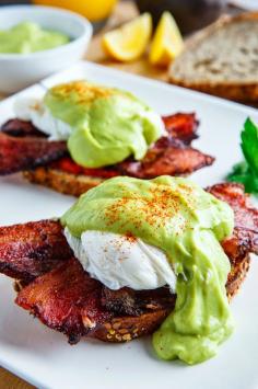 #Eggs Benedict with Bacon, Avodaise (Avocado Hollandaise) and Harissa #brunch #breakfast