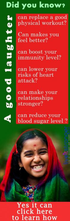 
                    
                        A good #laughter can replace a good physical workout. Laugh makes you feel better. It can boost your immunity level. Laugh can lower your risks of heart attack. Laugh can make your #relationships stronger. Did you know that laugh can reduce your blood sugar level too.
                    
                