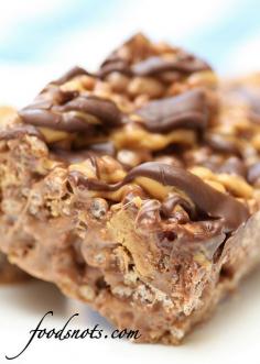 Reeses Chocolate Peanut Butter Rice Krispie Treats. I don't have much of a sweet tooth, but this looks to good not to try!!