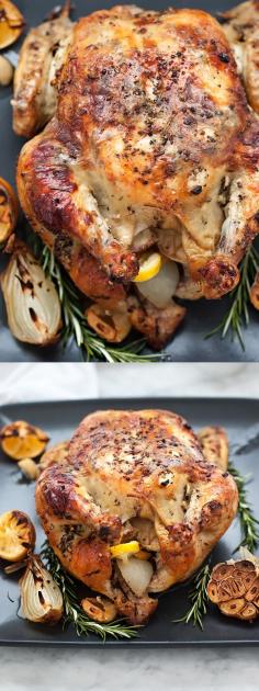 
                    
                        Oven Roasted Chicken with Lemon Rosemary Garlic Butter is crispy on the outside, juicy on the inside | foodiecrush.com
                    
                