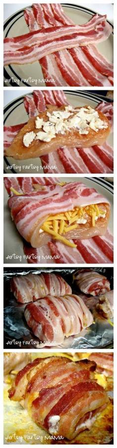 
                    
                        Bacon Wrapped Chicken, this looks amazing. Gracie would love this!
                    
                