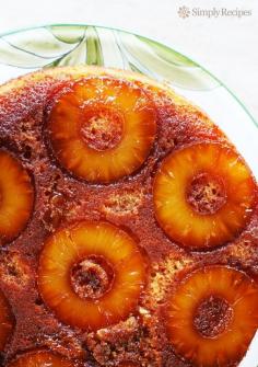 
                    
                        Pineapple Upside Down Cake ~ The best pineapple upside down cake recipe ever. No kidding! Caramel topping with pineapple rounds over a dense cake with almond flour. ~ SimplyRecipes.com
                    
                