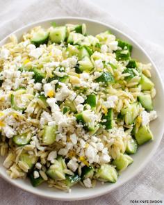 
                    
                        Lemony Orzo Pasta Salad with Cucumber and Feta
                    
                