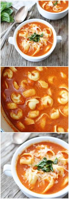 
                    
                        Creamy Tomato Tortellini Soup Recipe on twopeasandtheirpo... This creamy soup is made with Greek yogurt!
                    
                