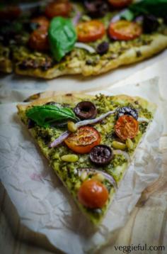 Vegan Pesto Pizza Recipe; Vegan; Food; Pizza; Healthy