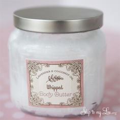 
                    
                        DIY Coconut Oil Whipped Body Butter with free printable label. This homemade body butter can be scented according to your taste and makes a great gift! #print #gift skiptomylou.org
                    
                