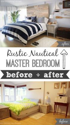 
                    
                        Rustic Nautical Master Bedroom Makeover: A Dramatic Before & After! via thinkingcloset.com
                    
                
