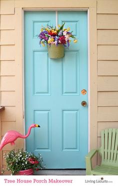 
                    
                        Tree House Porch Makeover. How to Paint an Exterior Door in a few simple steps! LivingLocurto.com
                    
                