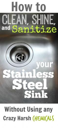 
                    
                        How to clean, shine, and sanitize your stainless steel sink naturally! Awesome!
                    
                