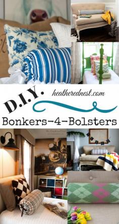 
                    
                        We're BONKERS for BOLSTERS at the Heathered Nest!  An easy pillow to DIY, this little pillow can make a big impact in your room's decor!
                    
                