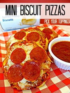 
                    
                        Mini Biscuit Pizzas - a kid friendly and budget friendly lunch or dinner recipe
                    
                