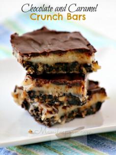 Manila Spoon: 25 Fabulous No Bake Desserts - CHOCOLATE and CARAMEL CRUNCH BARS - just one of the 25 fantastic NO BAKE DESSERTS we have collected for your enjoyment! Enjoy!