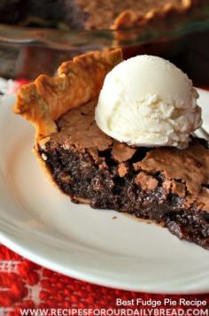 Best Fudge Pie Recipe - Creamy, Dreamy, Chocolate Fudge Pie.  If I could only have one pie ever, THIS IS IT!  http://recipesforourdailybread.com/2013/11/09/best-chocolate-fudge-pie-yum/ #pies #desserts #chocolate