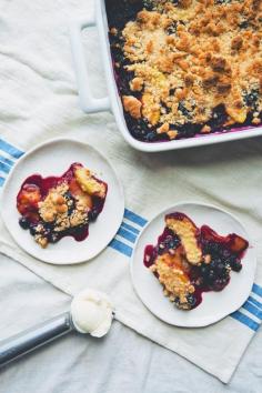 Peach and Blueberry Coconut Crisp | The Roaming Kitchen