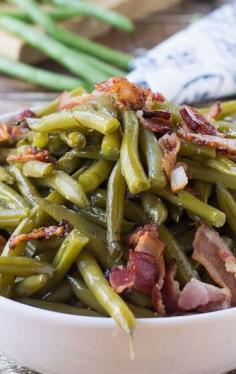 SIDE // Southern-Style Green Beans. At Thanksgiving you are more likely to see a traditional Green Bean casserole, but with all the cream and carbs added to make it a casserole you lose all the healthiness of the green beans. For me, a healthier and equally traditional dish would be southern style green beans. Be sure to use ghee instead of butter, or just skip that altogether. There will be enough bacon-y goodness to make it rich, you probably won't miss it.