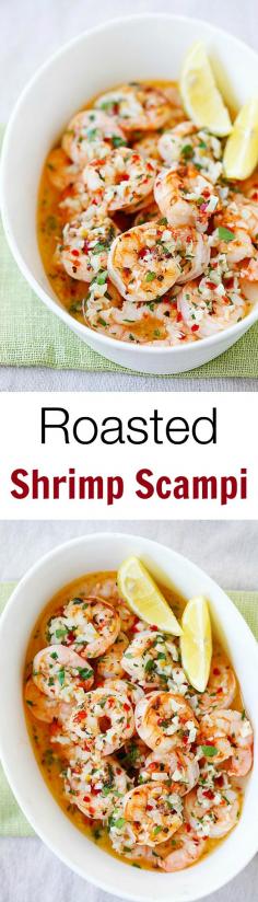 
                    
                        Roasted Shrimp Scampi – the easiest and BEST roasted shrimp scampi ever. 5 mins to prep, 5 mins in the oven and dinner is ready for the entire family | rasamalaysia.com
                    
                