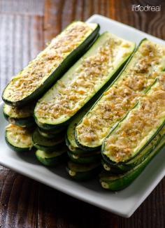 
                    
                        Parmesan Zucchini Sticks - 20 minute oven roasted zucchini that are low in carbs, fat & calories. And did I mention they are delicious?!
                    
                