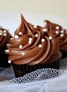 Chocolate Wedding Cake Cupcakes with Dark Chocolate Buttercream from RecipeGirl.com. Uses cake mix as base. Brownie recipe on this site looks good too.