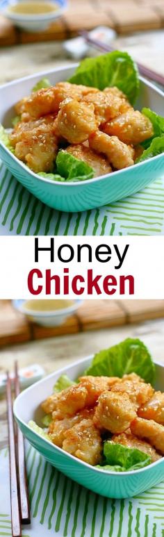 
                    
                        Honey chicken is a popular Chinese recipe. Easy honey chicken with simple ingredients: honey, chicken and tastes MUCH better than takeouts | rasamalaysia.com
                    
                