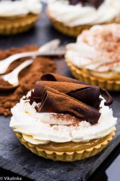 
                    
                        Banoffee Tartlets. Dulce de leche, mascarpone cream and chocolate curls. What could be better!
                    
                