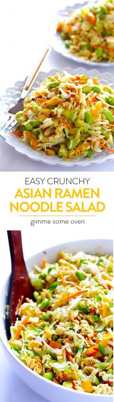 
                    
                        Crunchy Asian Ramen Noodle Salad -- quick and easy to make, lightened up from the original, and always a crowd favorite! | gimmesomeoven.com
                    
                