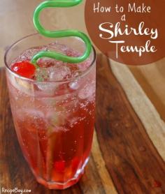 I always celebrated New Year's Eve with my kids! We always had New Year favors  and I always made us all Shirley Temples!! So had to look this one up to add to my ~Happy New Year!~ board.> Special Memories.:))  Shirley Temple: 1 cup ice cubes  1 can Sprite or 7-Up dash of Grenadine syrup 1 maraschino cherry 1. Fill a tall glass 3/4 full of ice cubes.  2. Pour Sprite over ice cubes until the glass is almost full.  3. Add a dash of Grenadine syrup.  4. Stir.  5. Garnish with a maraschino cherry.