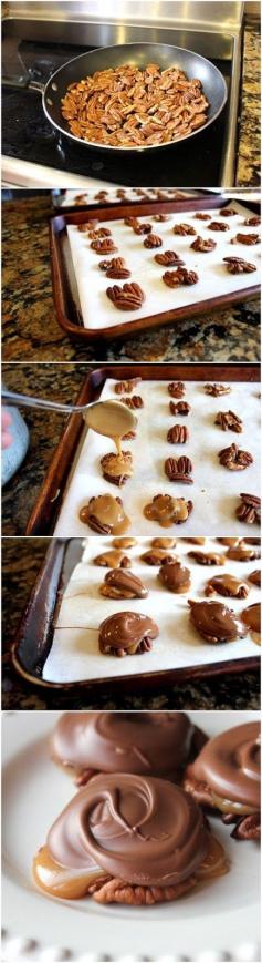 fun easy christmas presents! chocolate, caramel, pecan turtle clusters