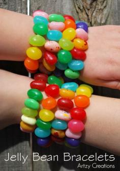 Kids Craft - DIY Jellybean Bracelets! [Tutorial] : what a fun project to do with kids! Let them eat jellybean bracelets when finished or pass out to their friends for Easter!