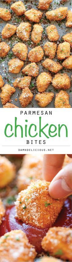 
                    
                        Parmesan Chicken Bites - The best chicken nuggets you will ever have - crisp-tender and completely homemade with Parmesan goodness!
                    
                