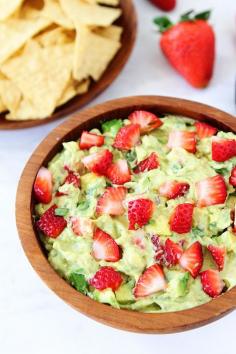 Strawberry Goat Cheese Guacamole Recipe #strawberry, #goatcheese, #guacamole