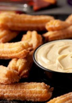 
                    
                        Churros with White Chocolate-Peanut Butter Dip – Fresh homemade churros are always a treat, but when you add a dipping sauce made from melted white chocolate and peanut butter? Dessert deliciousness.
                    
                
