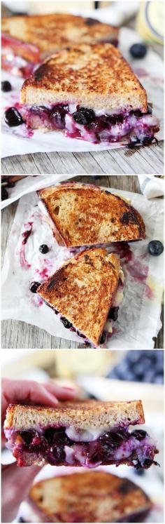 brie, blueberry and lemon curd grilled cheese . i tried it, and it was amazing .