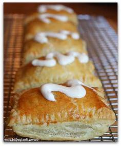 
                    
                        Peanut Butter S'Mores Turnovers:  puff pastry, graham cracker, chocolate bars, creamy peanut butter, water, water, eggs, marshmallow creme
                    
                