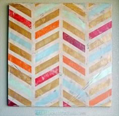 
                    
                        DIY Herringbone Canvas Art | Step-by-step instructions to create a fun piece of herringbone canvas art with the help of Modern Masters Olympic Gold Metallic Paint
                    
                