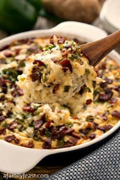 
                    
                        Loaded Mashed Potato Casserole - All the flavors of a loaded baked potato in casserole form!  The ultimate comfort food!
                    
                