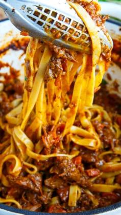 
                    
                        Tagliatelle Short-rib Bolognese ~ A slowly braised beef short rib bolognese that is absolutely packed with flavour!
                    
                