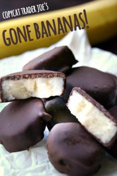 
                    
                        --- frozen banana bites covered in thick rich dark chocolate --- the banana tastes just like ice cream! add peanut butter!
                    
                