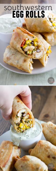 
                    
                        Southwestern Egg Rolls served with Avocado Ranch Dipping Sauce #Recipe
                    
                