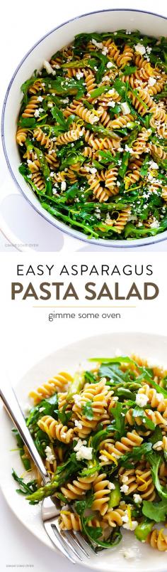 
                    
                        Asparagus & Arugula Pasta Salad -- easy to make, delicious, and perfect for spring! | gimmesomeoven.com
                    
                