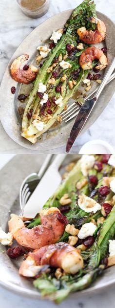
                    
                        Grilled Romaine Salad with Prosciutto Wrapped Shrimp | foodiecrush.com
                    
                