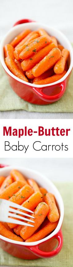 
                    
                        Maple-butter roasted baby carrots – tender and soft carrots roasted with sweet maple-butter. Great and healthy side dish for the entire family!! | rasamalaysia.com
                    
                