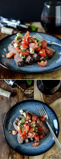 
                    
                        Red Wine Marinated Flank Steak with Caprese Salsa I howsweeteats.com
                    
                