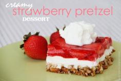 
                    
                        Cream Cheese Strawberry Pretzel Dessert.......incredibly simple and oh so yummy!  www.makeit-loveit...
                    
                