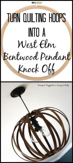 
                    
                        MUST PIN!  Totally genius idea for making a DIY West Elm Bentwood Pendant Light.  Full tutorial by Designer Trapped in a Lawyer's Body.
                    
                