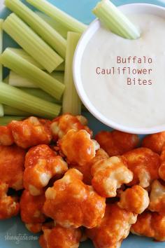 Spicy Buffalo Cauliflower Bites [RECIPE] without  buttermilk. Healthy way to get that buffalo wing taste.